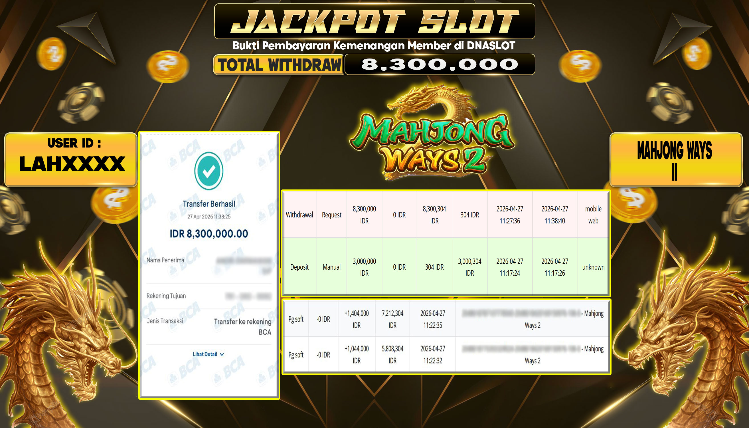 JACKPOT SLOT MAHJONG WAYS 2 27 APRIL 2026